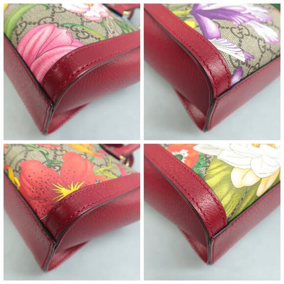 100% Authentic GUCCI Ophidia Top Handle Red Canvas Satchel - Picture 6 of 12